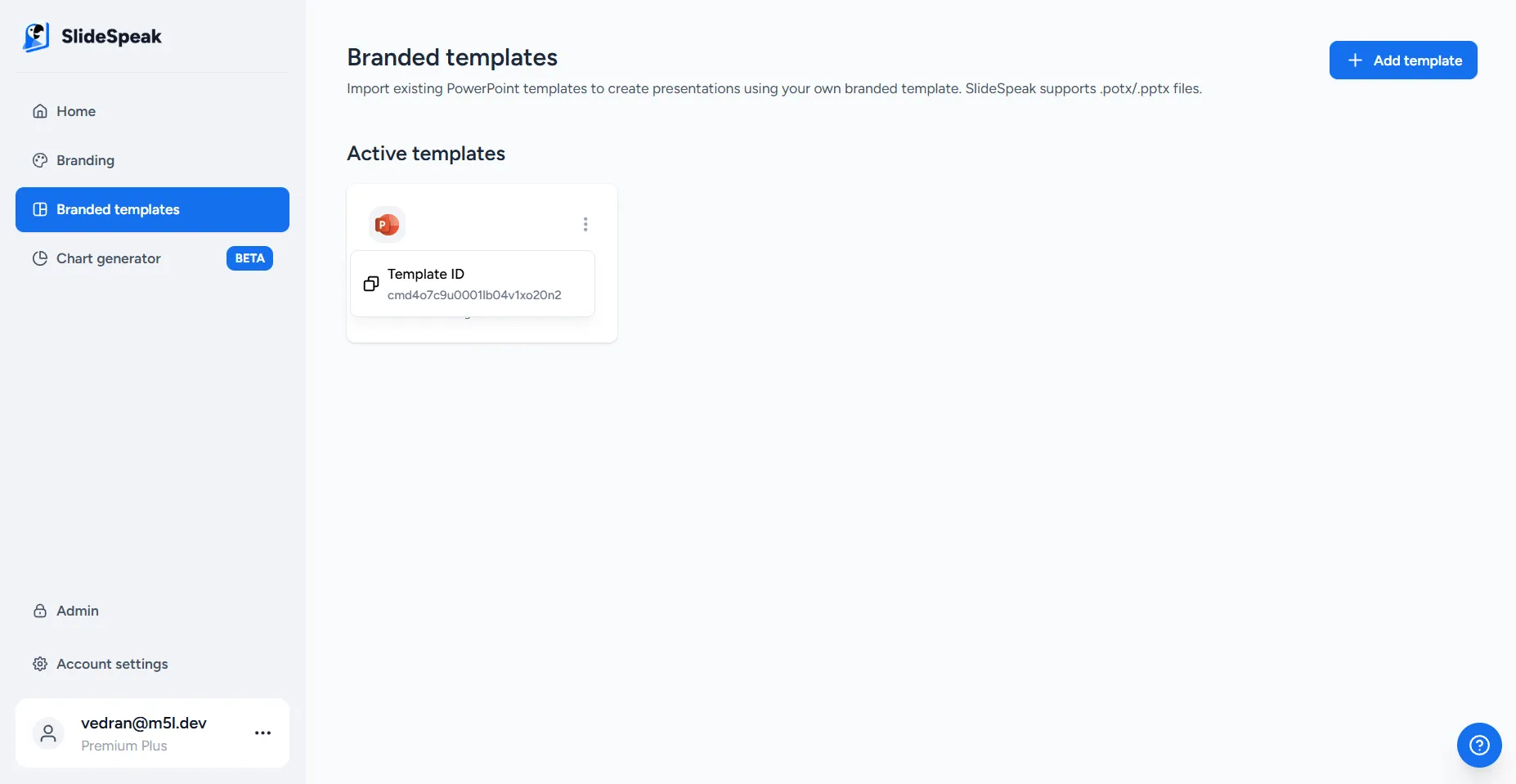 Template configuration interface