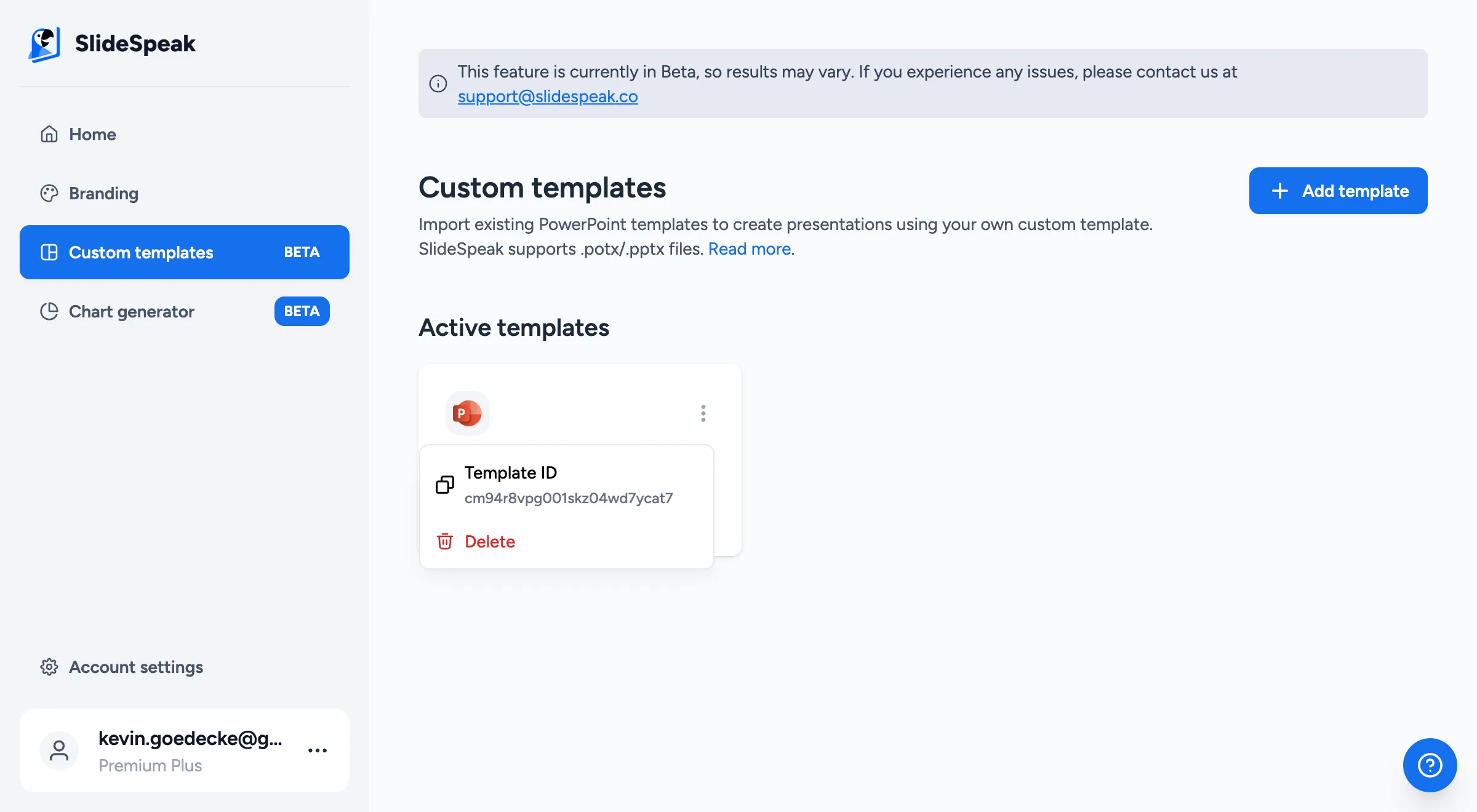 Template configuration interface
