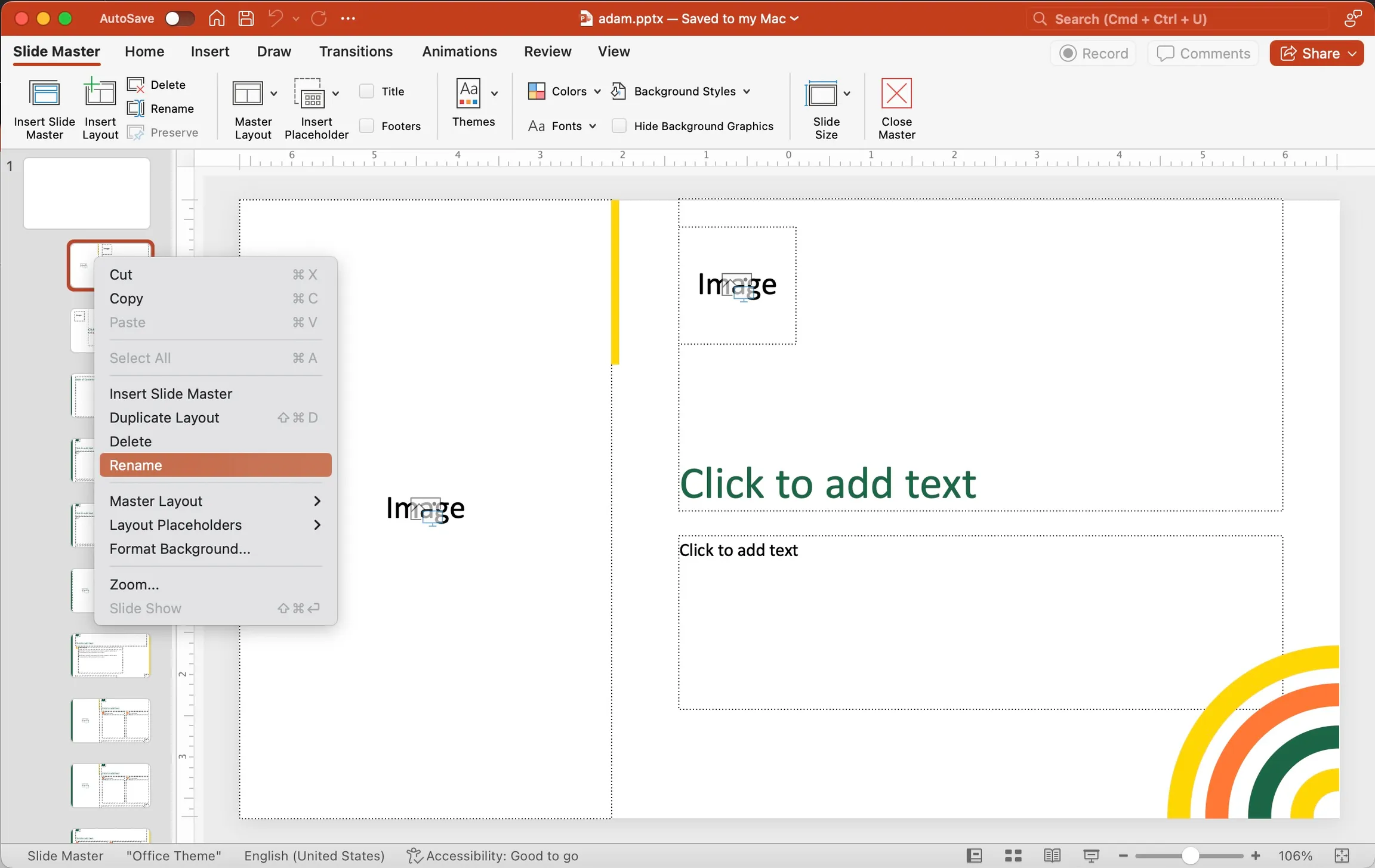 PowerPoint Rename Layout